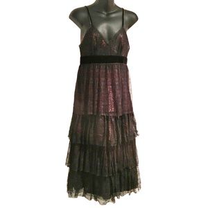 🆕 🎉HP🎉 Women’s La Perla Dress Gown Black Lace w/Peach Silk Slip Dress Size 8 NWT